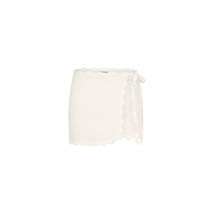 Scalloped Edge Knit Sarong - Whipped White