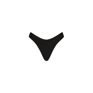 Wide Bind High Leg Thong Bikini Bottom - Twilight Black