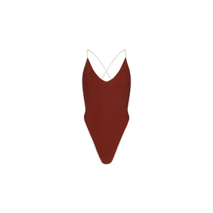 Plunge Cross Back One Piece - Cinnamon Sugar