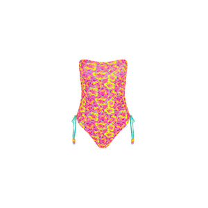 Ruched Bandeau Classic Cut One Piece - Sun Pop