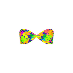 Twist Bandeau Bikini Top - Neon Sunset