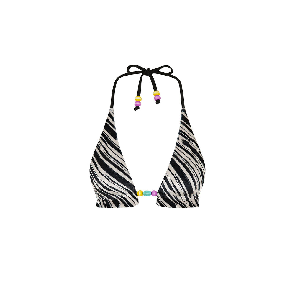 Frill Halter Bralette Bikini Top - Wild Honey