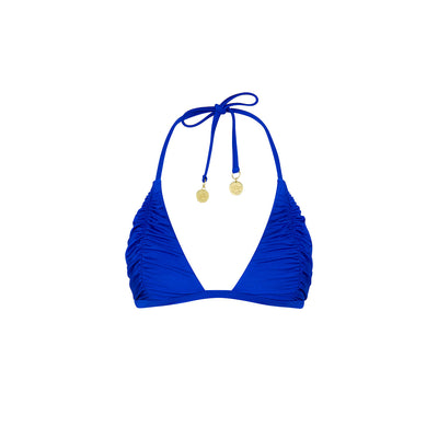Gathered Stitch Bralette Bikini Top - Blue Lagoon