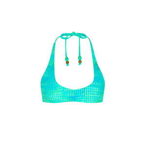 Scoop Mini Halter Crop Bikini Top - Summer Seas
