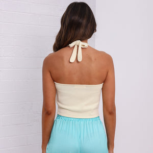 Lola Knit Halter Tank - Toasted Coconut