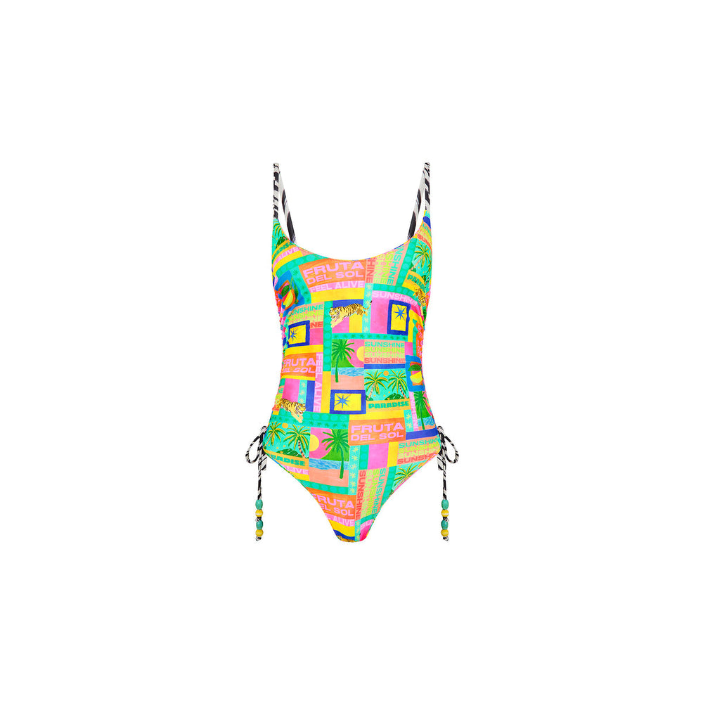 Ruched Tie Side Cheeky One Piece - Sun Honey