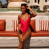 Plunge Cross Back One Piece - Cherry Cola