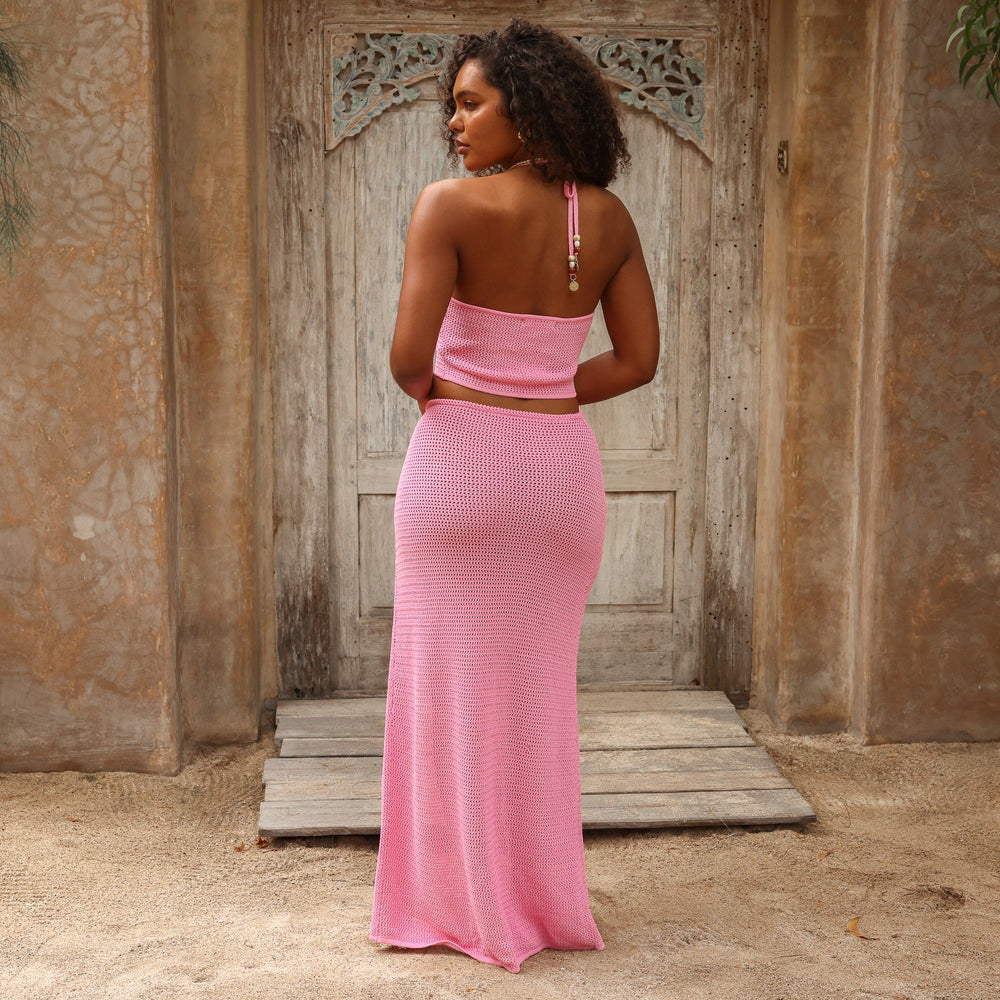 Ring Side Split Maxi Skirt - Bubblegum