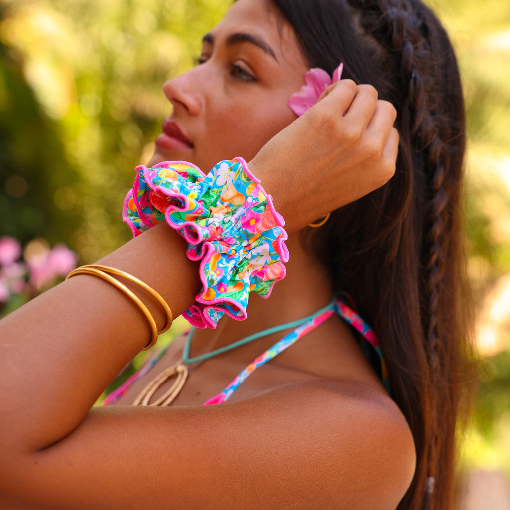 Ruffle Scrunchie - Mermaid Garden