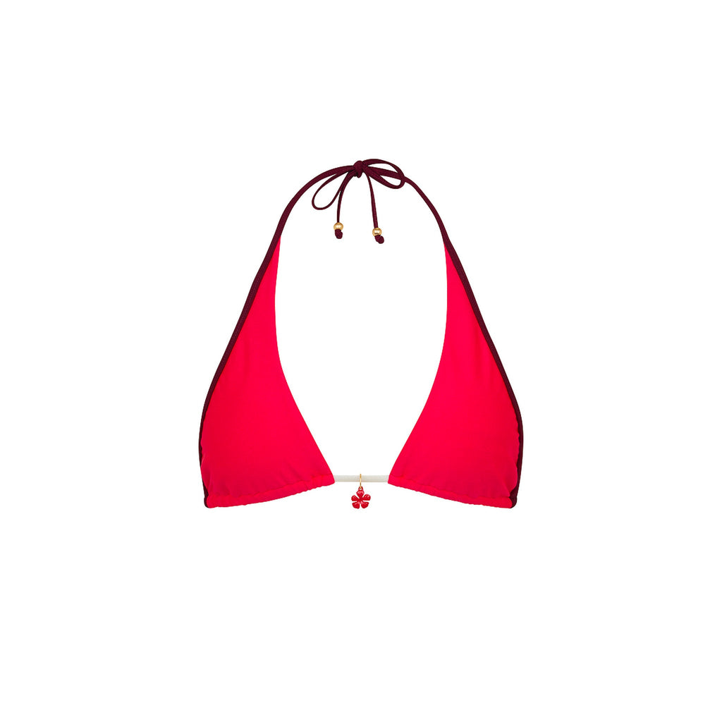 Bind Tie Halter Bikini Top - Cherry Cola