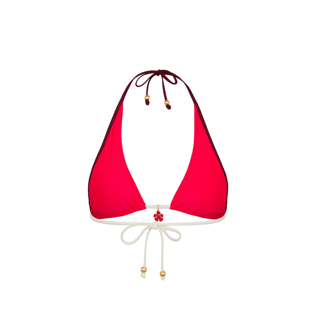 Bind Tie Halter Bikini Top - Cherry Cola