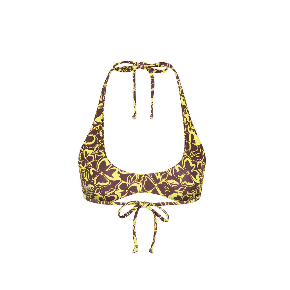 Scoop Mini Halter Crop Bikini Top - Coconut Kisses