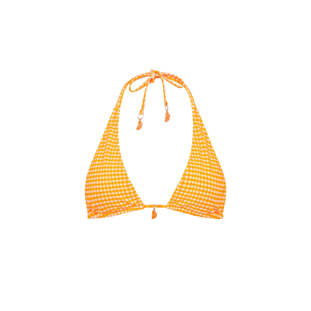 Classic Tie Halter Bikini Top - Orange Cream