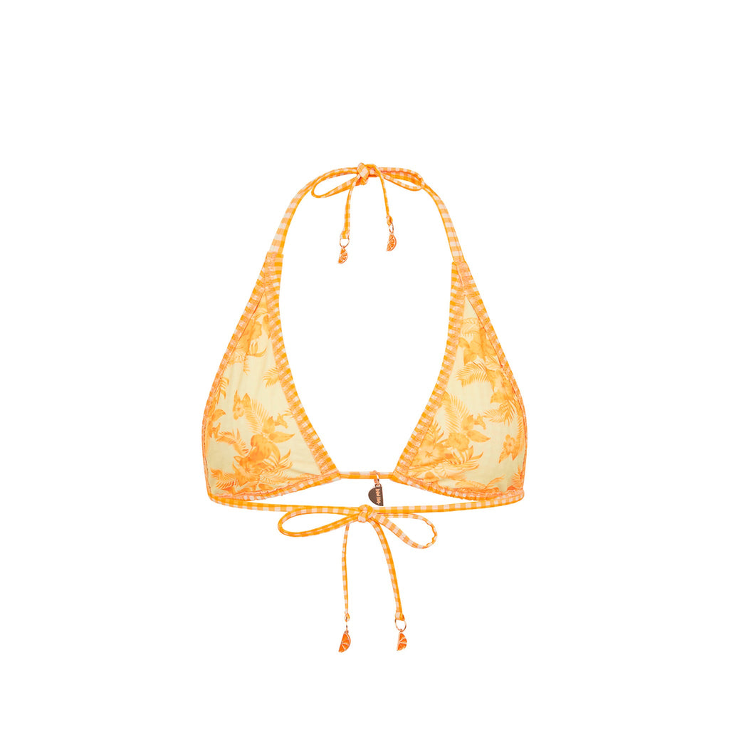 Classic Tie Halter Bikini Top - Orange Cream