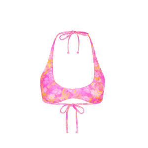 Scoop Mini Halter Crop Bikini Top - Petal Pop