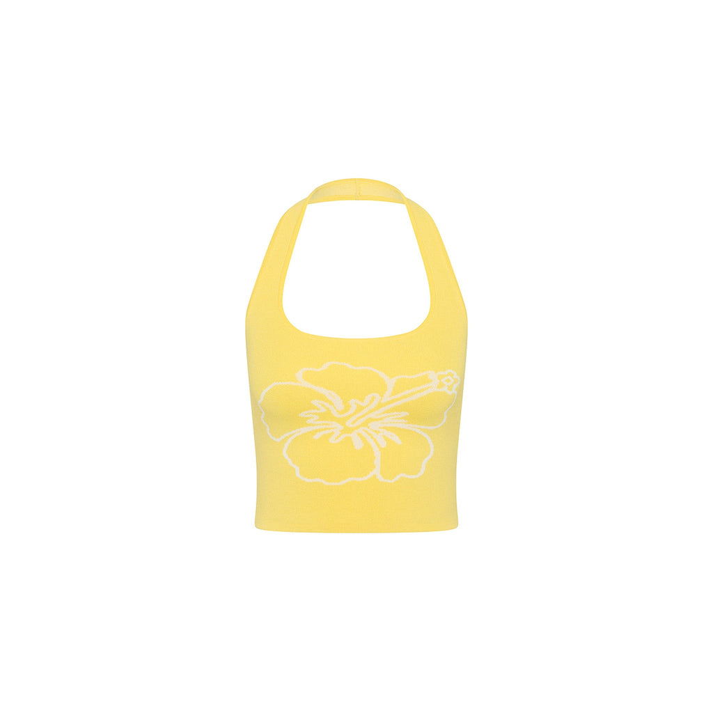 Knit Halter Tank Top - Sunny Honey