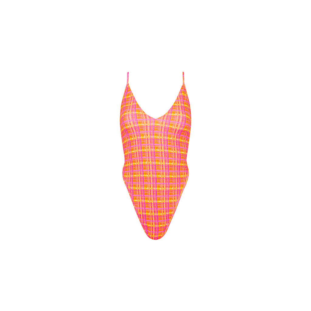 Plunge Cross Back One Piece - Peaches