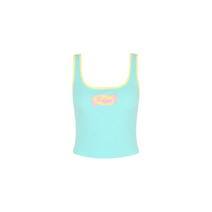 Embroidered Square Neck Tank Top - Pastel Tides