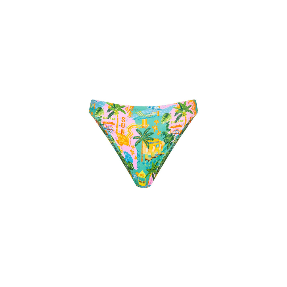High Leg Full Vintage Bikini Bottom - Sunlit Spritz