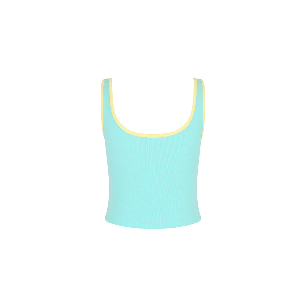 Embroidered Square Neck Tank Top - Pastel Tides