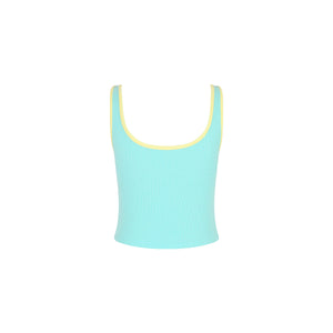 Embroidered Square Neck Tank Top - Pastel Tides