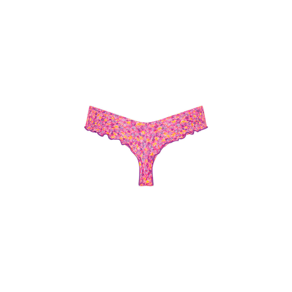 Lettuce Frill Thong Bikini Bottom - Gelato Bloom