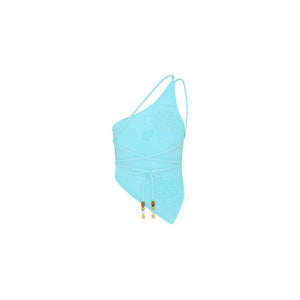 Skyla One Shoulder Knit Top - Pretty Blue