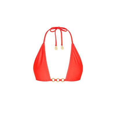 Trio Ring Triangle Bikini Top - Guava Glow