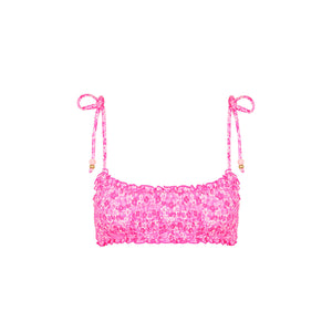 Shirred Crop Tie Bikini Top - Berry Burst