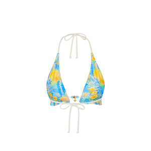 Frill Halter Bralette Bikini Top - Limoncello Lagoon