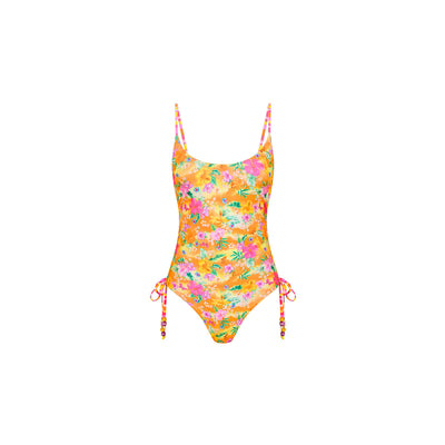 Ruched Tie Side Cheeky One Piece - Peachy Pocket