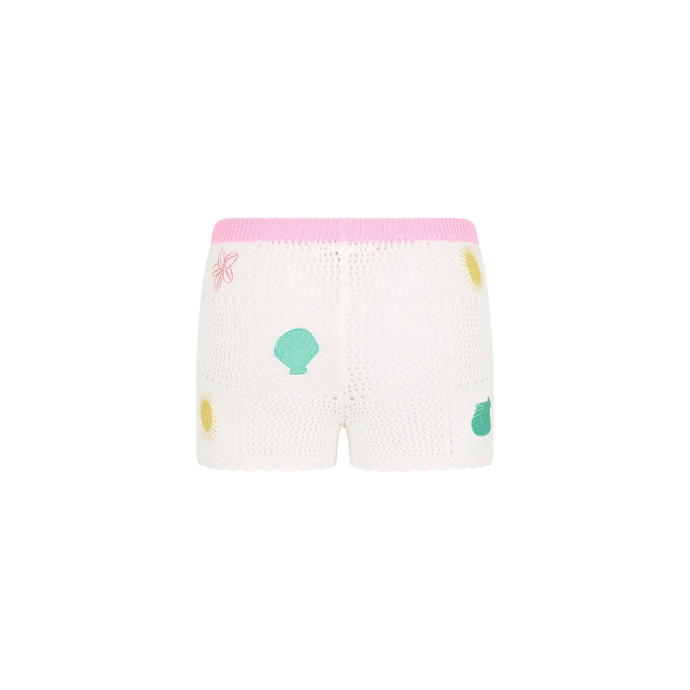 Embroidered Knit Shorts - Seashell Springs