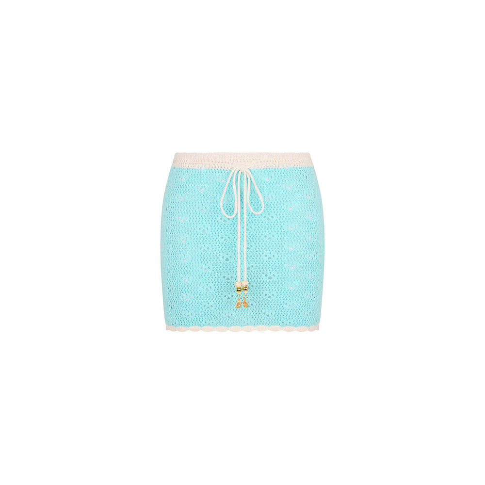 Seaside Knit Mini Skirt - Pretty Blue