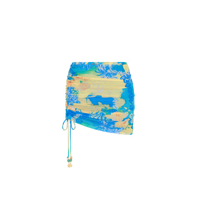 Isla Drawstring Mini Skirt - Limoncello Lagoon