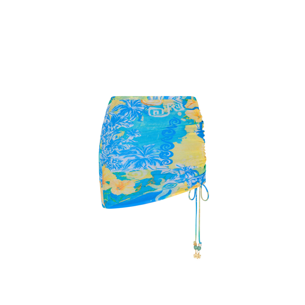 Isla Drawstring Mini Skirt - Limoncello Lagoon