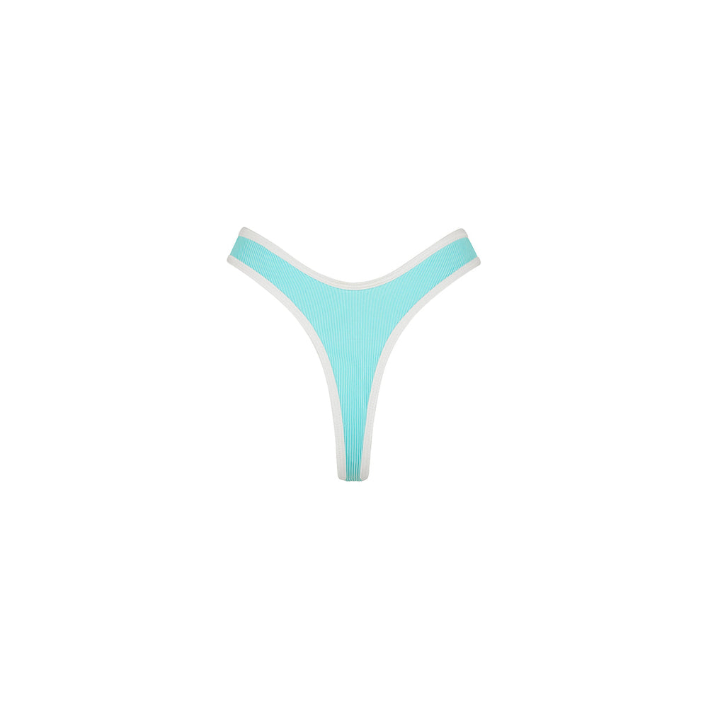 High Leg Thong Bikini Bottom - Calypso Blue