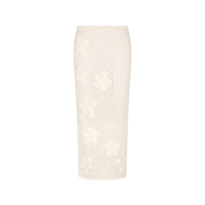 Applique Knit Maxi Skirt - Whipped White