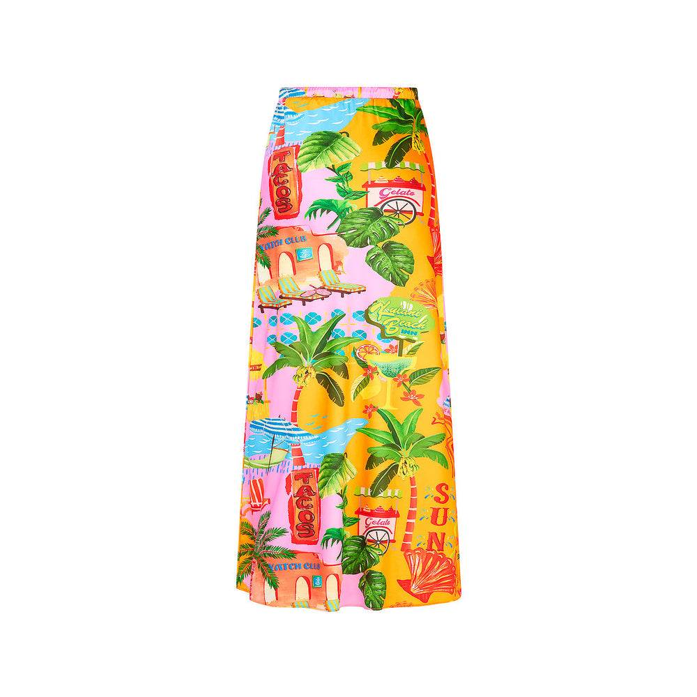 Bias Drawstring Maxi Skirt - Sunlit Spritz