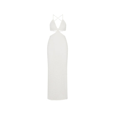Seaside Knit Maxi Dress - Whipped White
