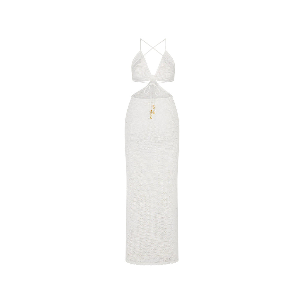 Seaside Knit Maxi Dress - Whipped White