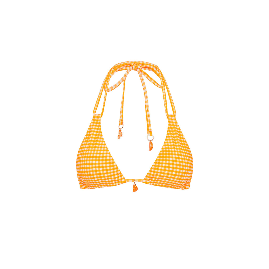 Simple Strap Halter Bikini Top - Orange Cream