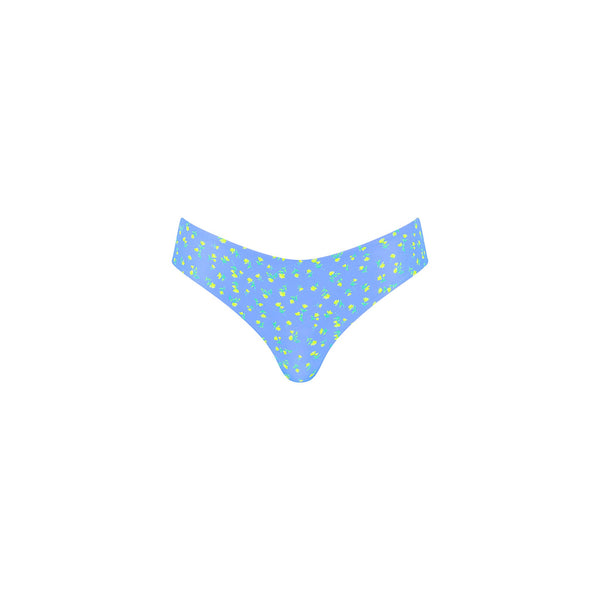 Lettuce Frill Thong Bikini Bottom - Lemon Bloom