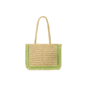 Hibiscus Straw Tote Bag - Pine Lime