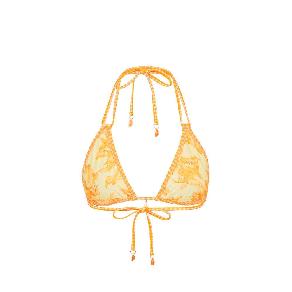 Simple Strap Halter Bikini Top - Orange Cream