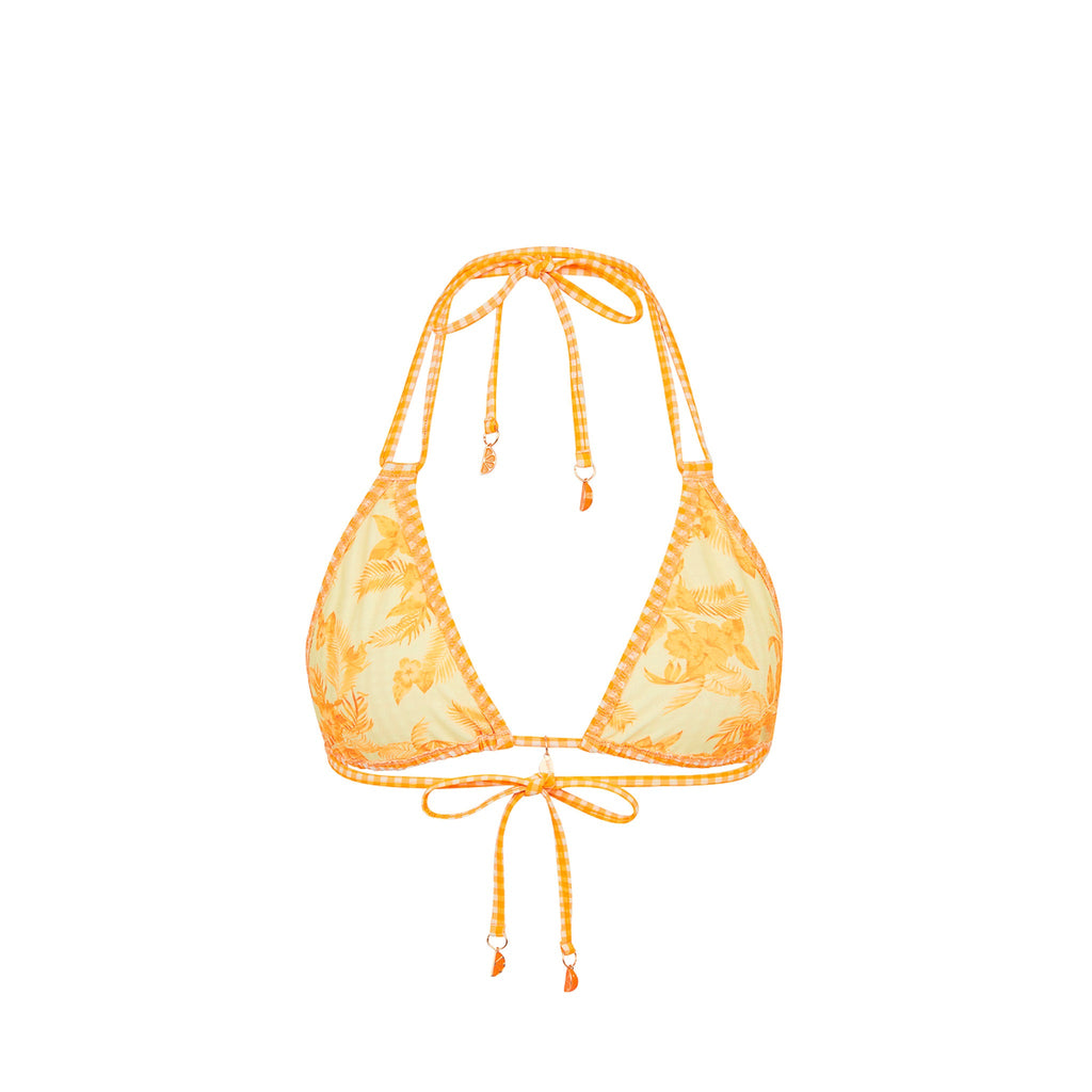 Simple Strap Halter Bikini Top - Orange Cream