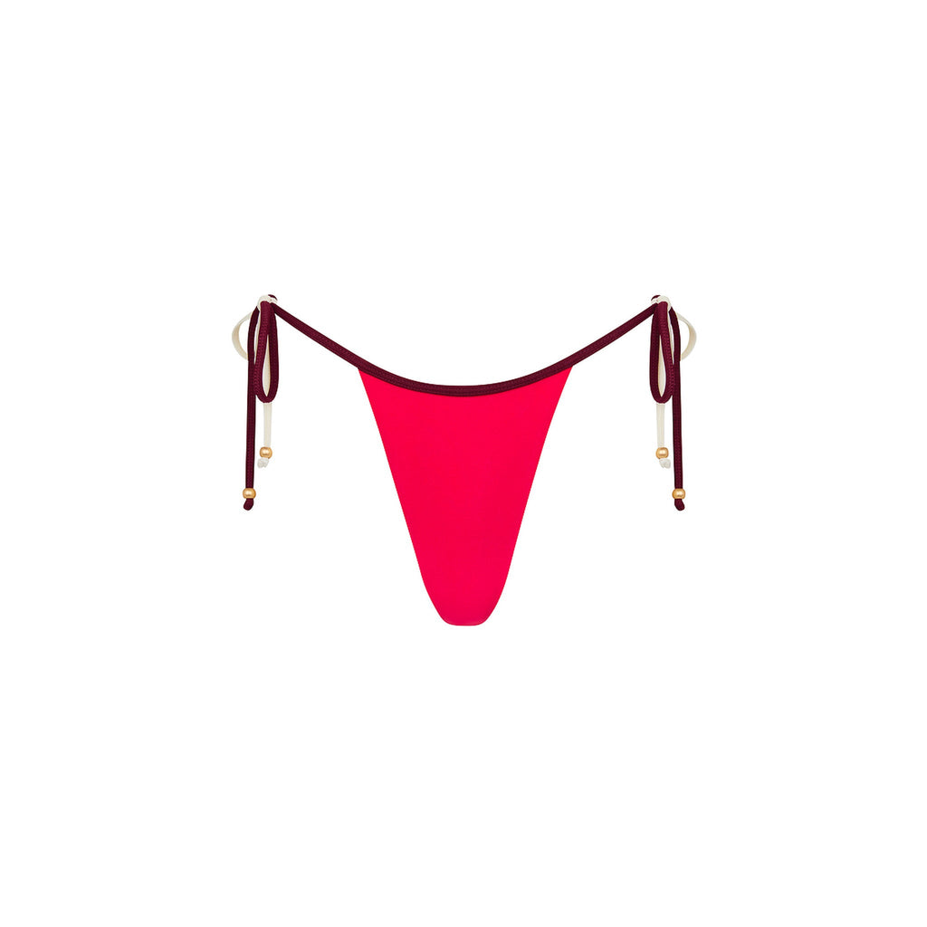 Micro Thong Tie Side Bikini Bottom - Cherry Cola