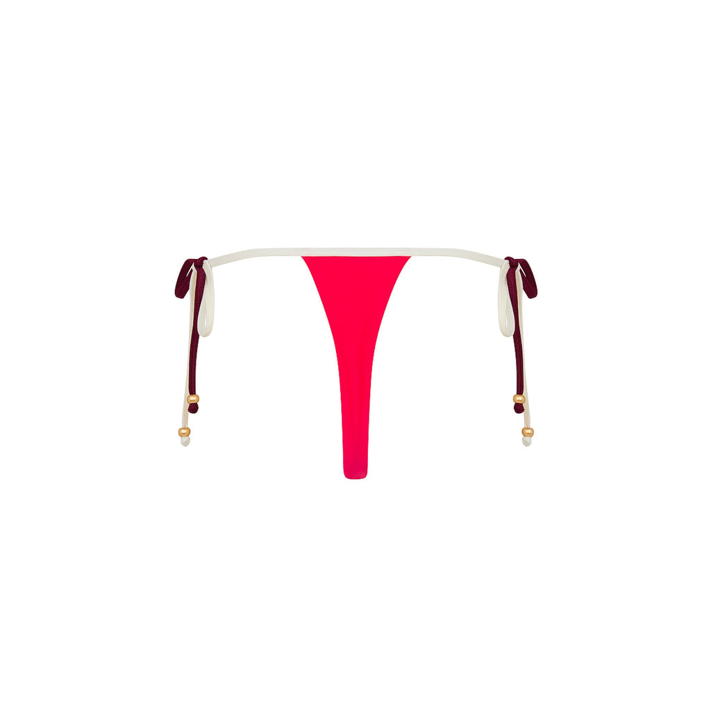 Micro Thong Tie Side Bikini Bottom - Cherry Cola