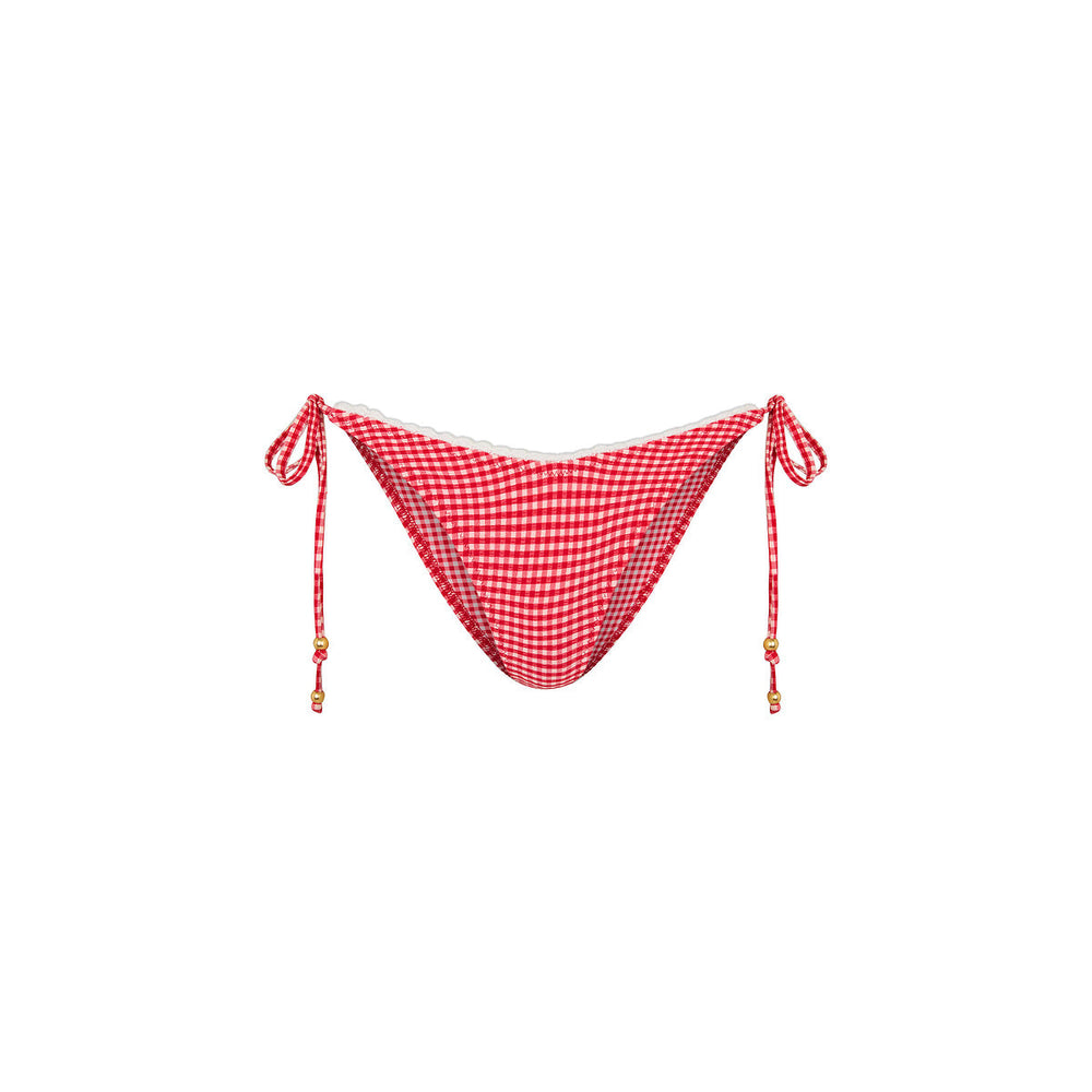 Scallop Crochet Cheeky Tie Bikini Bottom - Strawberry Siesta