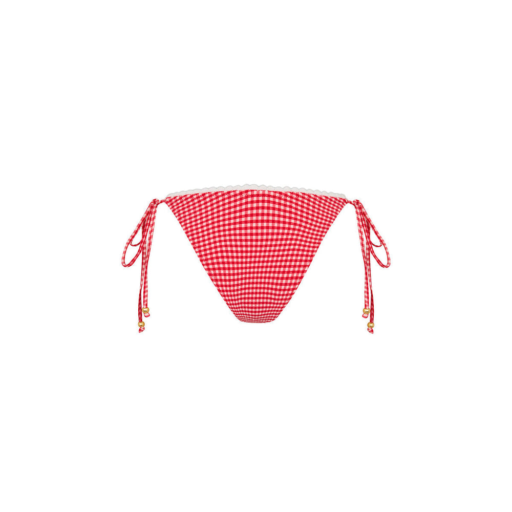 Scallop Crochet Cheeky Tie Bikini Bottom - Strawberry Siesta