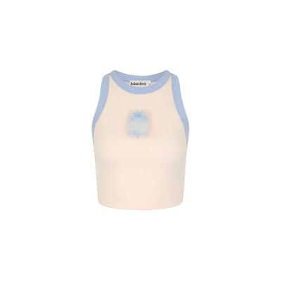 Printed Crop Bind Tank - Salt Breeze